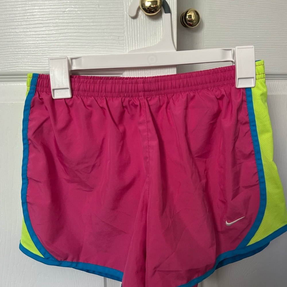 Nike Pink and Yellow Athletic Shorts Dri-FIT Style